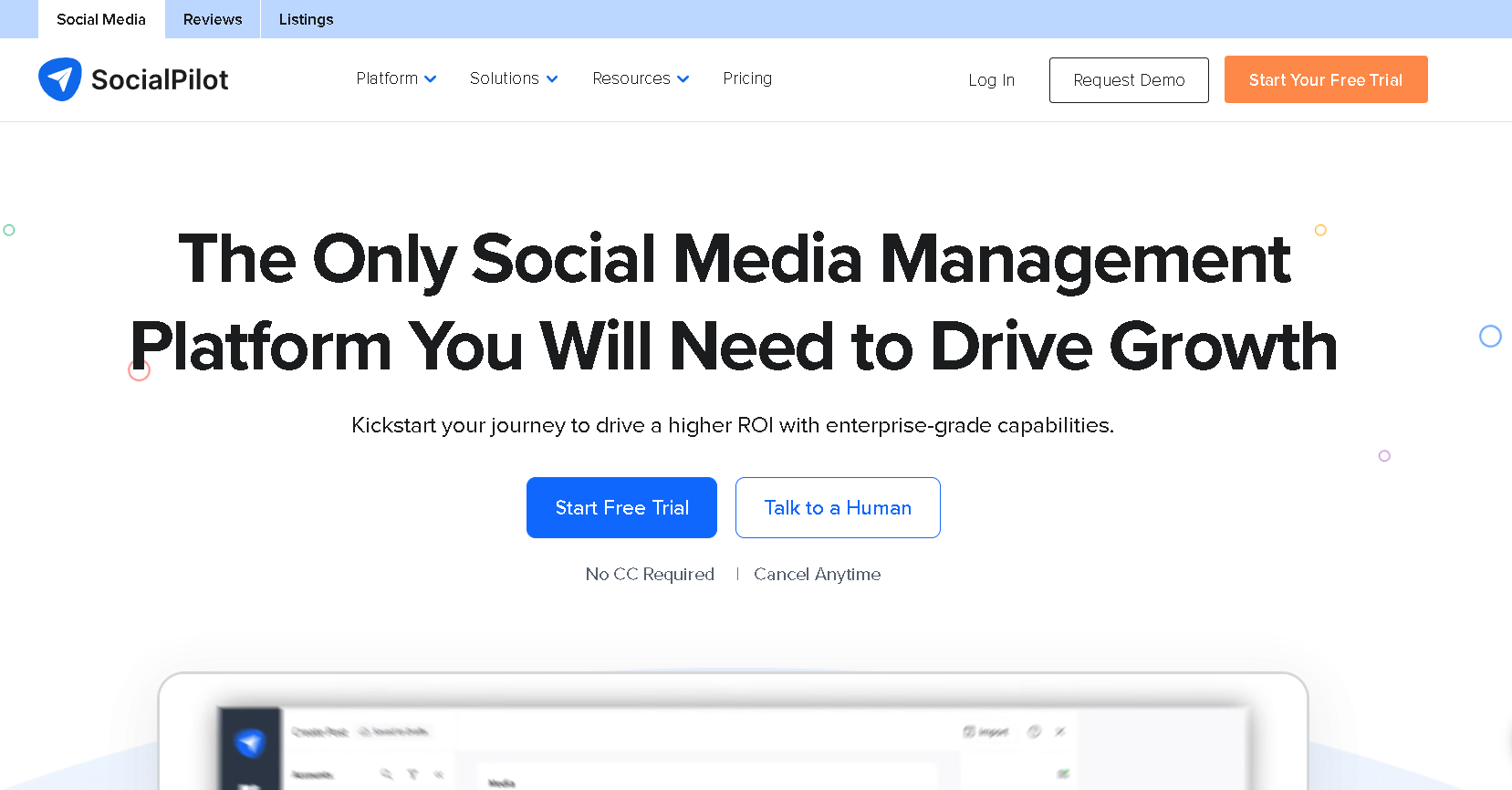 SocialPilot social media management platform interface for scheduling and analytics