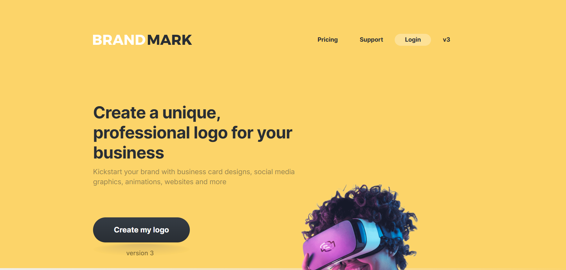 Brandmark AI logo generator creating business logo